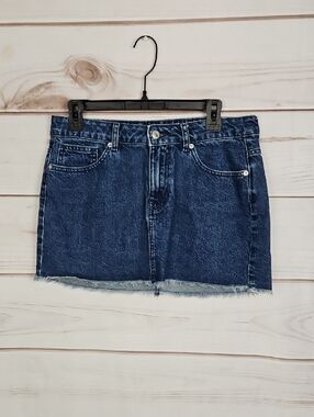 Free People We The Free Frayed Denim Mini Skirt Size 12 Y2K Low Rise